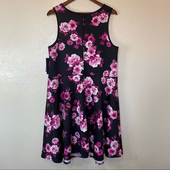 City Studio Floral Print Fit & Flare Dress 20W - Picture 8 of 12